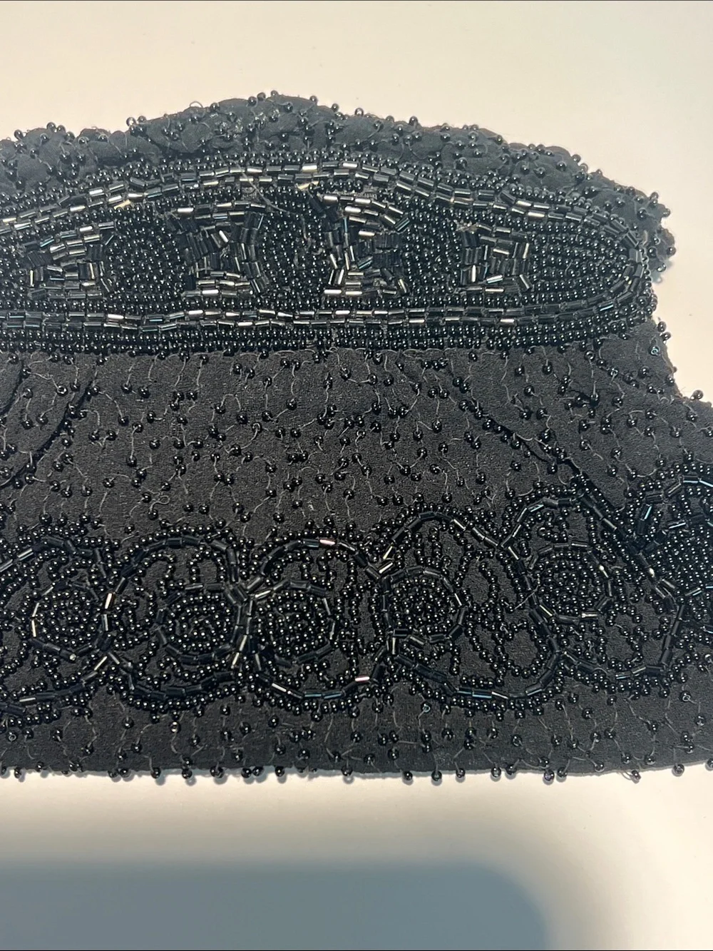 1940s Vintage Evening Clutch Black Beaded Made in Belgium
